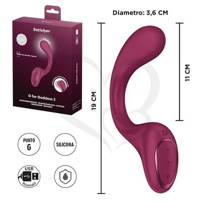 G for Goddess 2 (Wine Red) Estimulador de punto G con carga USB